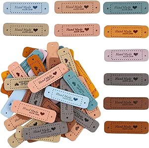 Handmade Tags for Crochet Handmade Leather Labels Faux Handmade with Love Leather Tags for Handmade Items Embellishment Knit Accessories with Hole for DIY Crafts Sewing Crochet Knitting Hats