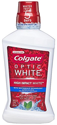 Colgate Optic White Mouthwash, Sparkling Fresh Mint, 16 Fluid Ounce (Pack of 6)