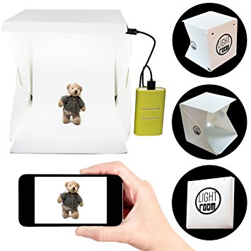 Portable Photography Studio 9 Inch - Mini Photo Studio Lightbox Product Photography Kit w/ LED Lights   Black & White Backdrop   3ft USB Cord (Photo Box Light Tent)