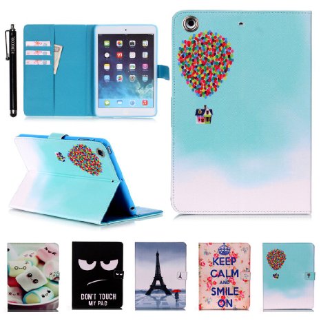 KingCool ipad Mini Case iPad Mini 2/3 Case Colorful Ballons Printed PU Leather Stand Case for Apple iPad Mini 1&2&3