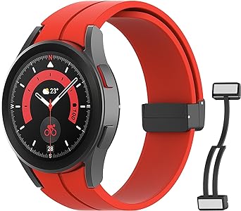 MoKo Bands Compatible with Samsung Galaxy Watch 6/5/4 40mm 44mm/Watch 6 Classic 43mm 47mm/Watch 5 Pro 45mm/Watch 4 Classic 42mm 46mm, Magnetic Buckle Replacement Silicone Strap