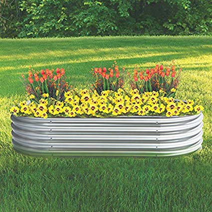 Kotulas Galvanized Steel Oval Raised Garden Bed — 6ft. x 3ft. x12in.
