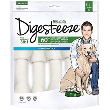 Digest-eeze 5pack 5 Bones for Small to medium Dogs Savory Beefhide