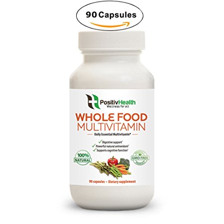 PositivHealth Whole Food Multivitamin 90 Capsules | Natural Dietary Supplement With Antioxidants, Vitamins, Minerals, Enzymes & More | Support Immunity & Mental Health, Boost Energy & Aid Digestion