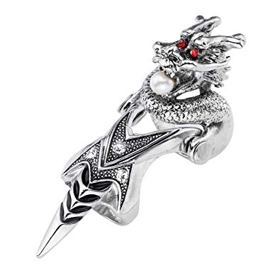 PiercingJ 1pc Men's Armor Knuckle Full Finger Double Ring Punk Rock Gothic Jewelry Cool