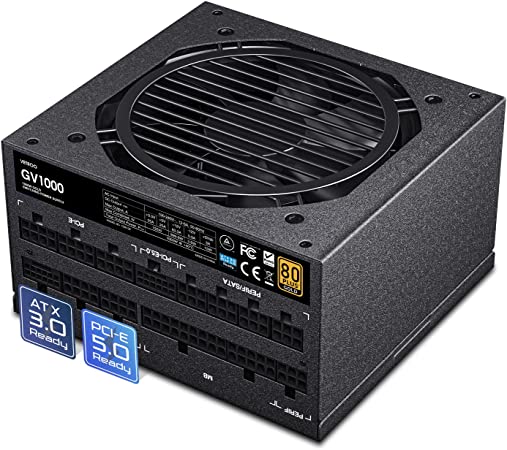 Vetroo 1000W Power Supply ATX 3.0 Ready Dual PCIe 5.0, Black ATX Gaming 80 Plus Gold Full Modular Standard Compact Size PSU, 100% Japanese 105°C Capacitors, Eco Mode w/ 120mm FDB Fan, 10 Year Warranty