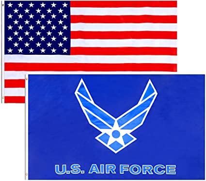 LoveVC US Air Force Wings Flag and American Flag 3x5 FT – United States Military Flags with Brass Grommets