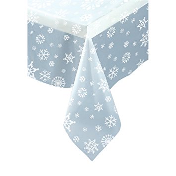 Clear Snowflake Plastic Tablecloth, 108" x 54"