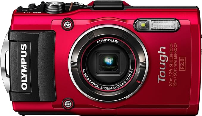 Olympus TG-4 16 MP Waterproof Digital Camera with 3-Inch LCD (Red)