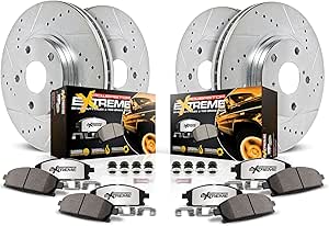 POWERSTOP Front and Rear Z36 Truck & Tow Carbon-Fiber Ceramic Brake Pads with Drilled and Slotted Rotors Brake Kit For Grand Wagoneer, Grand Wagonee, Wagoneer, Wagonee, Ram 1500 [Model Specific]