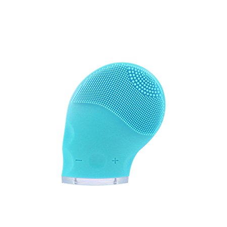 THB Silicone Skin Mini Ultrasonic Rechargeable Facial Cleansing Brush Beauty Instruments (Blue)