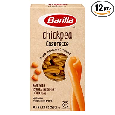 Barilla Chickpea Casarecce Pasta, 8.8 oz (Pack of 12) - Vegan, Gluten Free, Non GMO & Kosher - High Protein Pasta Made with Plant Based Protein