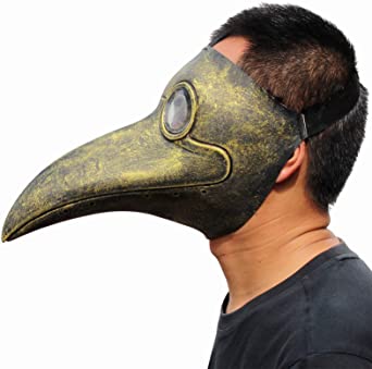 PartyHop Plague Doctor Mask, Golden Bird Beak Steampunk Gas Costume, for Kid and Adult