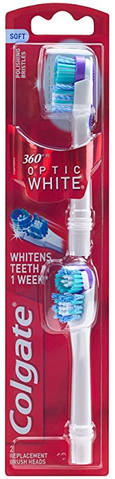 Colgate 360 Optic White Battery Toothbrush Replacement Head - 2 count