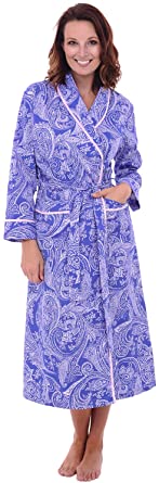 Alexander Del Rossa Women's Lightweight Cotton Kimono Robe, Cozy Summer Bathrobe for Her