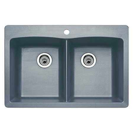 Blanco 440219 Diamond Equal Double Bowl Kitchen Sink, Metallic Gray Finish