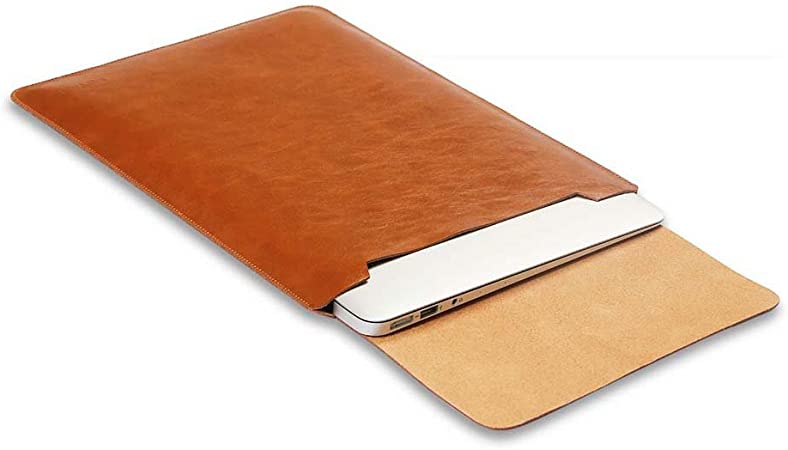 SOYAN Leather Laptop Sleeve for 16-Inch MacBook Pro 2021 (Brown)