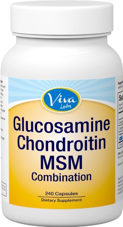 Viva Labs ULTRA STRENGTH Glucosamine with Chondroitin and Opti-MSM Formulated for Guaranteed Joint Agony Relief 240 Count