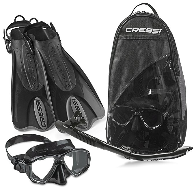 Cressi Palau Mask Fin Snorkel Set with Snorkeling Gear Bag