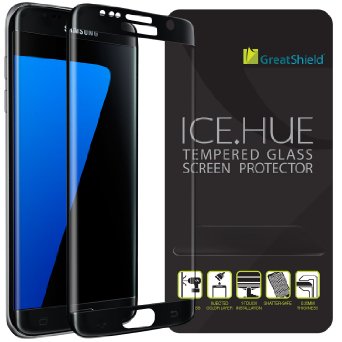 Galaxy S7 Edge Screen Protector, GreatShield ICE.HUE Ultra Clear HD [3D Full Coverage | Tempered Glass] 0.20mm Oleophobic Coating Screen Protector for Samsung Galaxy S7 Edge (Black)