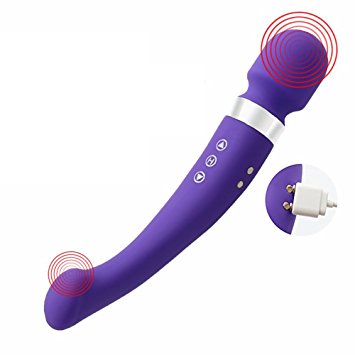 2 in 1 Wireless Theapeutic Dual Function Massager Wand with 8 Speed - Waterproof & Rechargeable - Purple