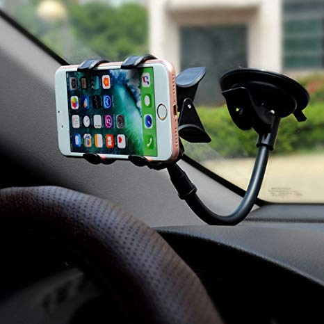 Flylet Universal Adjustable Car Phone Mount with Strong Suction Cup Black