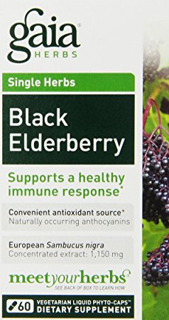 Gaia Herbs Black Elderberry Liquid Phyto-Capsules, 1150 mg, 60 Count