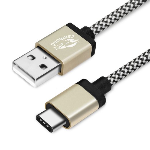 USB Type C, Cambond 6.6ft / 2M Braided USB-C 2.0 With Reversible Connector for LG G5, Nexus 6P, 5X, OnePlus 2/3, Nextbit Robin, New Macbook 12 inch, Google ChromeBook Pixel, Nokia N1, More (Gold)