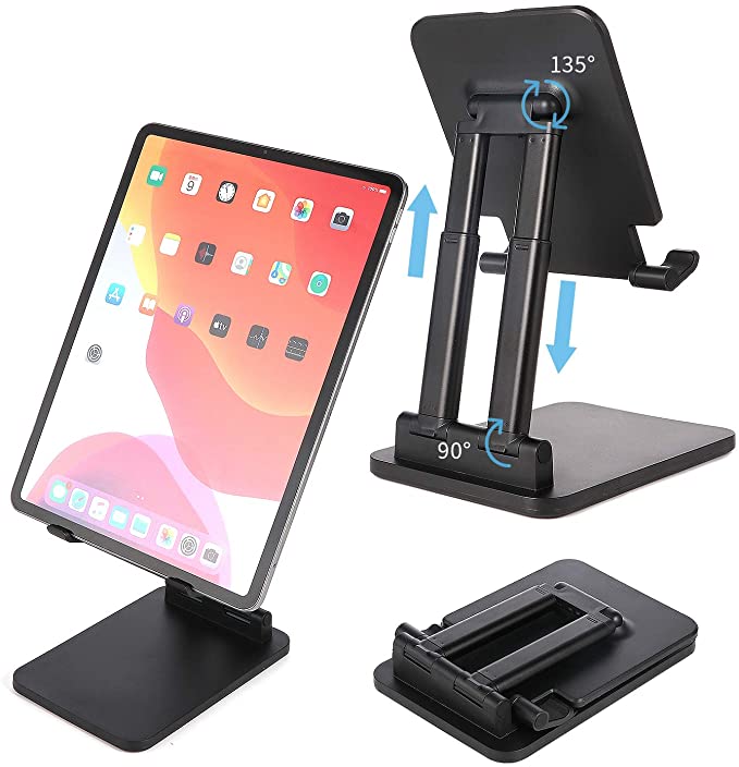 KLAS REMO Foldable Adjustable Tablet Stand, Tablet Holder with 2 Supporting Arms, 2020 New Update Version Cradle Compatible with Phones iPad Samsung Galaxy Tabs Kindle