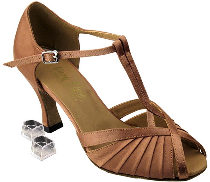 Very Fine Women's Salsa Ballroom Tango Dance Shoes 2707 Bundle with Dance Shoe Heel Protectors 2.5" Heel