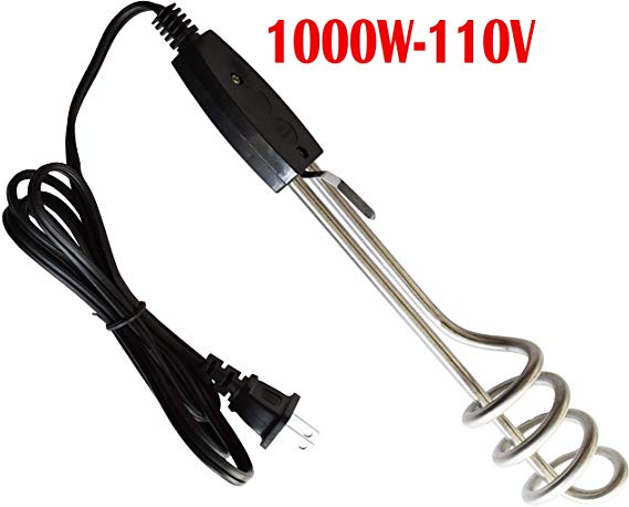 Diximus 10in 1000W-110V Water Heater Portable Electric Immersion Element Boiler Travel