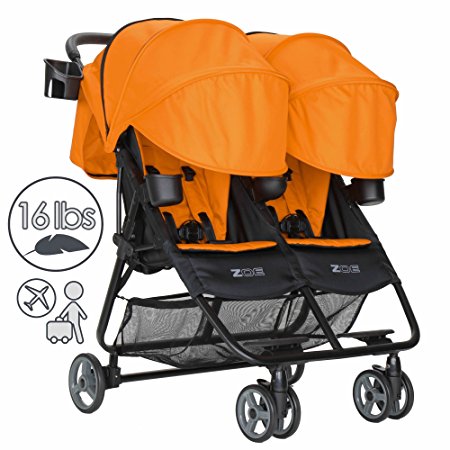 ZOE Umbrella XL2 Double Stroller, DELUXE - Orange