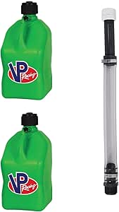 VP Racing Fuels 5-Gallon Square Motorsport Utility Container Green w/ 14" Standard Hose (2 Pack) Close-Trimmed Cap and Neck for Tight Seal