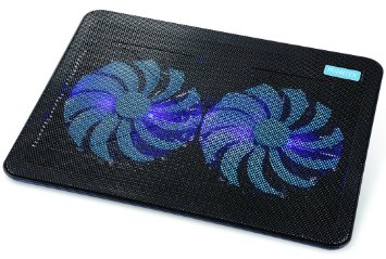 AVANTEK 15"-17" Ultra Slim Laptop Cooling Pad Cooler 2 Quiet Fans Laptop Chill Mat with Dual USB Ports and LED Lights, CP172