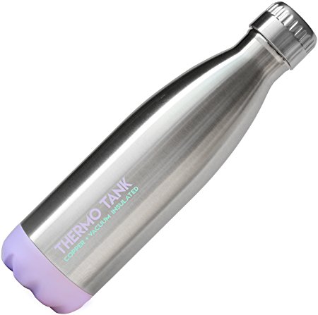 Thermo Tank Insulated Stainless Steel Water Bottle - Ice Cold 36 Hours! Vacuum   Copper Technology - 17 Ounce