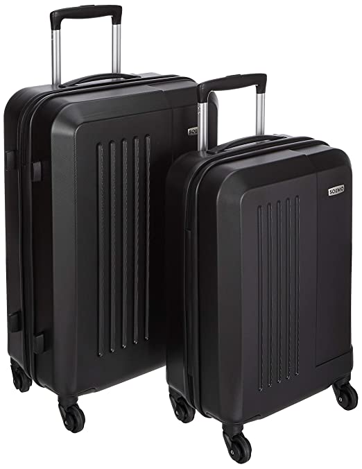 Amazon Brand - Solimo Set of 2 (55 cm   66 cm) Black Hardsided Trolley