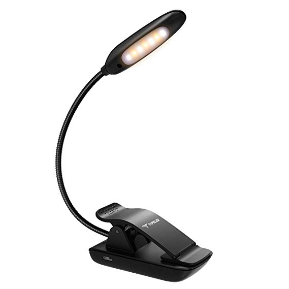 TopElek Book Light, LED Reading Light with 9-Level Warm/Cool White Brightness, 60hours Reading, USB Rechargeable, Eye Protection Lamp with Power Indicator