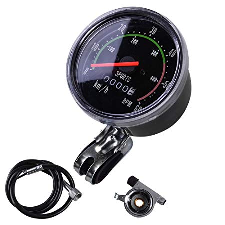 MakeTheOne Old School Style Bicycle Speedometer Analog Odometer Classic Style for Exercycle & Bike