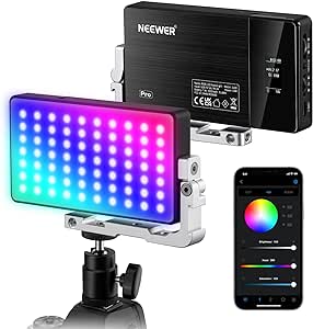 NEEWER SL90 Lampe Vidéo RGB LED, Lumière d'Appareil Photo Portable en Alliage d'Aluminium avec App& 2,4G Contrôle/4300mAh Batterie/18 Scène 2500~10000K CRI97 , Éclairage pour Youtube/TikTok 12W