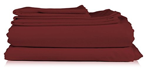 Mayfair Linen Hotel Collection 100% Egyptian Cotton Sateen- Genuine 800TC Sheet Set Queen - Burgundy