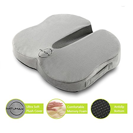 NATUMAX Coccyx Seat Cushion, Chair Cushion with Non-slip Removable Cover for Back Pain Tailbone and Sciatica Pain Relief for Home, Office and Car