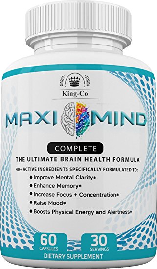 #1 Brain Booster Nootropic. 41 Vitamins DMAE Herbal Supplement for Focus, Memory, Alertness Clarity, Concentration, Mood, Sharp Mind, Cognitive Function Enhancement. Men & Women