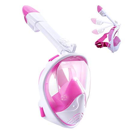 WSTOO Full Face Snorkel Mask,180°Panoramic View Snorkel Mask-Anti-fog Anti-leak For Adults & Kids