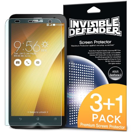 ASUS ZenFone 2 Screen Protector - Invisible Defender Case FriendlyMAX HD CLARITY Perfect Touch Precision High Definition HD Clarity Film 4-Pack with Lifetime Warranty for ASUS ZenFone 2