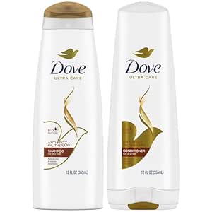 Dove Shampoo and Conditioner Set - Anti-Frizz Oil Therapy with Sweet Almond Oil, Hair Care Products for Women, Dry Hair Treatment, 12 Oz (2 Piece Set)