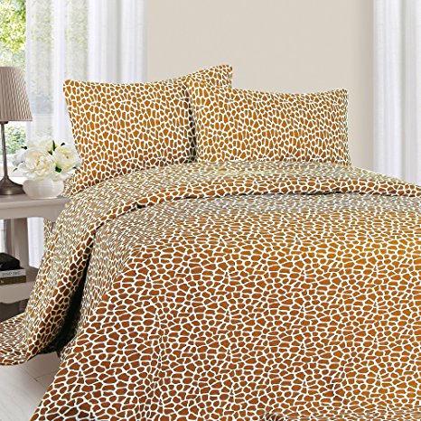 Lavish Home 1200 4-Piece Giraffe Sheet Set, King