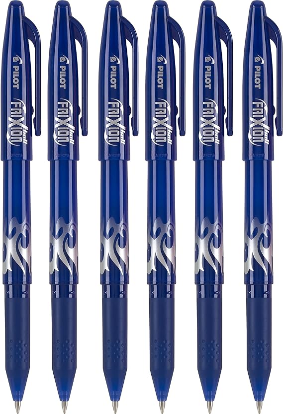 Pilot FriXion Ball 0.7mm Erasable Gel Pens, Fine Point, Blue Ink, Pack Of 6