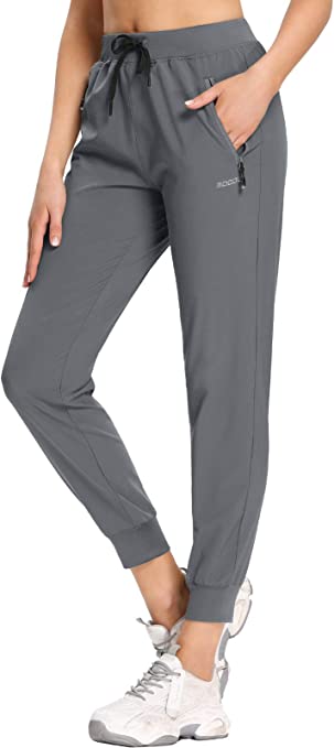MOCOLY Women's Cargo Hiking Pants Elastic Waist Quick Dry Lightweight Outdoor Water Resistant UPF 50  Long Pants Zipper