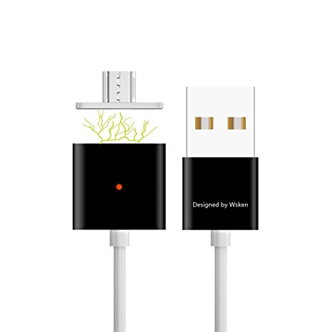 Creaker® WSKEN Micro USB Charging Cable(1m), High Speed USB 2.0 A Male to Micro B Sync and Charge Cable, Unique Magnetic Design with LED Indicator Light, Compatible with Android, Samsung, HTC, Motorola, Nokia, Xiaomi and More (Black)