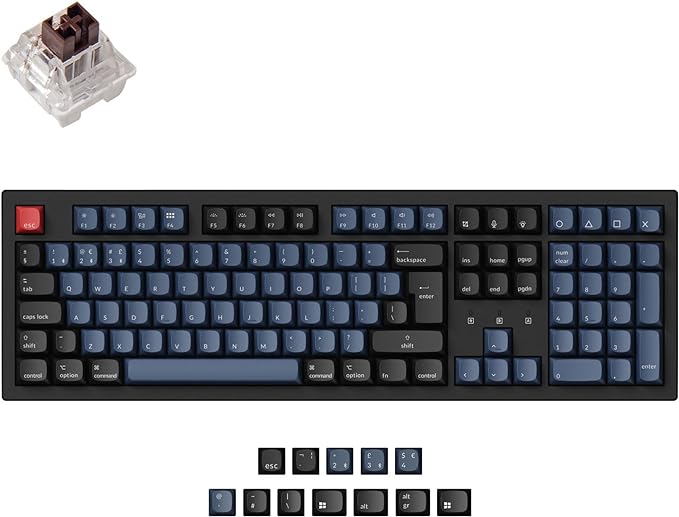 Keychron K10 Pro QMK/VIA Custom Wireless Mechanical Keyboard, Hot-Swappable ISO UK Layout Full Size 108 Keys Programmable RGB Backlit Brown Switch, Bluetooth/USB-C Wired for Mac Windows Linux